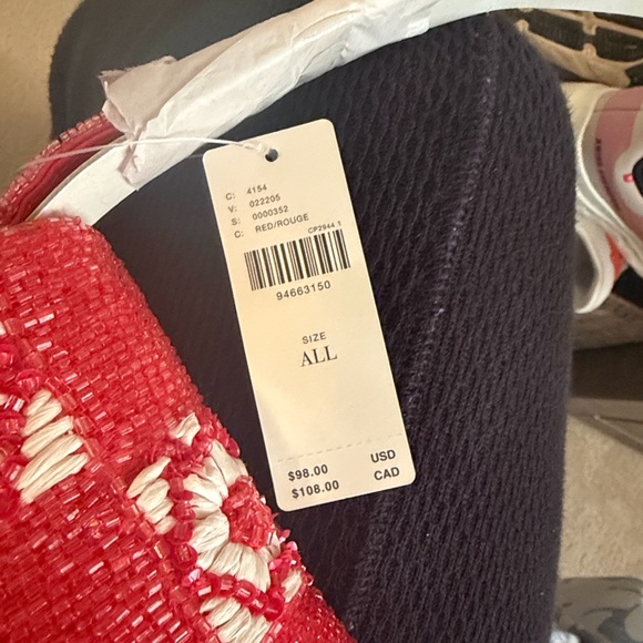 Anthropologie Red and White Fiona Beaded Bag, NWT - Picture 4 of 7